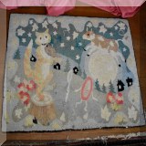 D71. Hooked Cat and the Fiddle rug. 24” x 36” - $18 